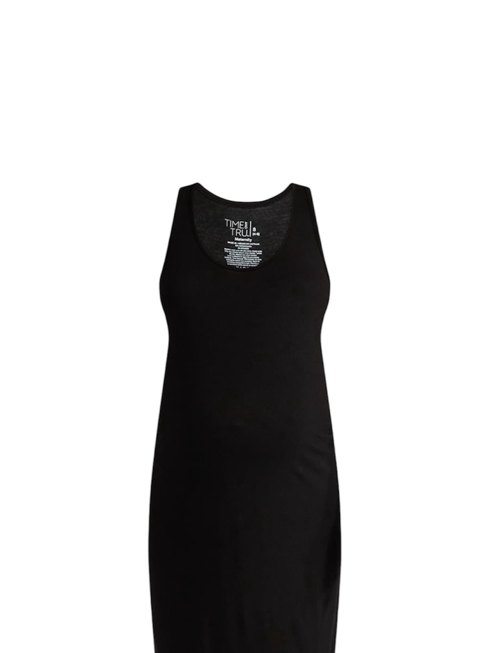 Time & Tru Women’s Maternity Sleeveless Shirred Black Tank Dress
